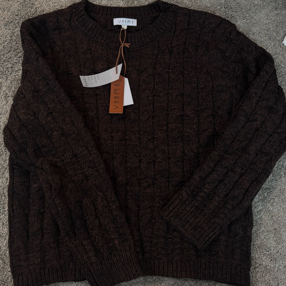 Chunky Heathered Brown Cable knit Sweater